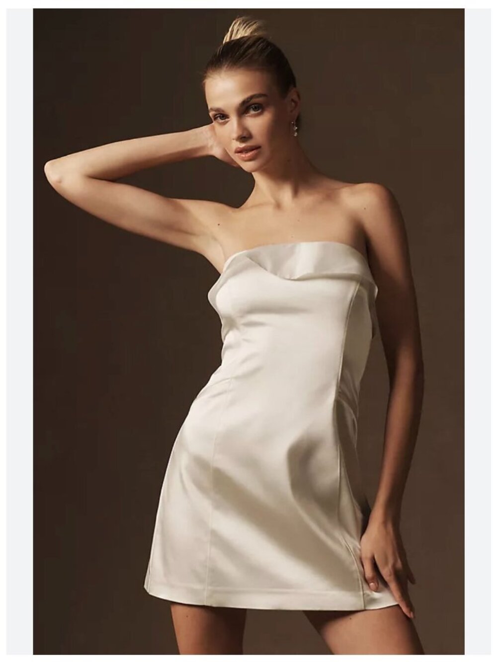 Altard State Womens Champagne Strapless Romper With Foldover Detail Size S
